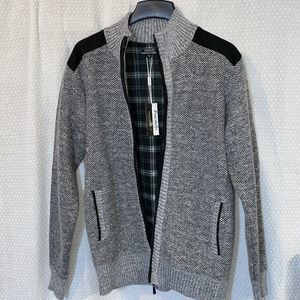 Men’s Cardigan Sweater Knitted Large Zippered Stand Collar Lightweight Coat